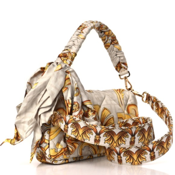 FENDACE Silk Quilted FF Baguette Scarf Handbag - Picture 2 of 9